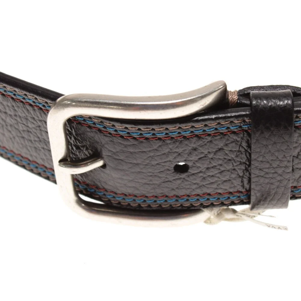 Leyva NWT Classic Belt Size 105 (US 40) in Black Pebbled Leather Made in Spain